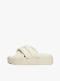 White Padded Strap Platform Slides  Women
