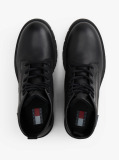 Black Leather Cleat Lace-Up Ankle Boots  Women