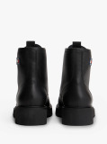 Black Leather Cleat Lace-Up Ankle Boots  Women
