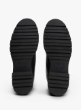 Black Leather Cleat Lace-Up Ankle Boots  Women