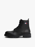 Black Leather Cleat Lace-Up Ankle Boots  Women