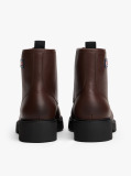 Brown Leather Cleat Lace-Up Ankle Boots  Women