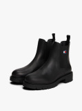 Black Leather Cleat Chelsea Boots  Women