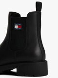 Black Leather Cleat Chelsea Boots  Women