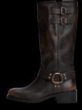 Brown Leather Knee High Biker Boots  Women