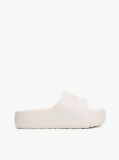 White Logo Platform Pool Slides  Women