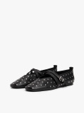 Black Studded Mary Jane Ballerinas  Women