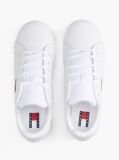 White Logo Platform Sneakers With Leather  Women