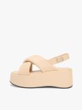 Beige Padded Strap Wedge Sandals  Women