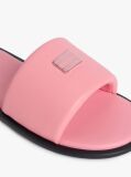Pink Leather Padded Strap Slides  Women