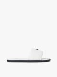 White Leather Padded Strap Slides  Women