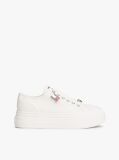 White Canvas Platform Trainers With Charms  Women