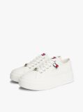 White Canvas Platform Trainers With Charms  Women