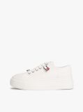 White Canvas Platform Trainers With Charms  Women