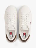 Beige Debossed Logo Cupsole Trainers With Leather  Women