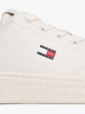 Beige Debossed Logo Cupsole Trainers With Leather  Women