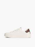 Beige Debossed Logo Cupsole Trainers With Leather  Women