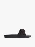 Black Braided Padded Strap Slides  Women