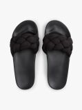Black Braided Padded Strap Slides  Women