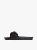 Black Braided Padded Strap Slides  Women