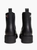 Black Leather Cleat Chelsea Boots  Women