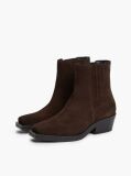 Brown Suede Tonal Plaque Western Boots  Women