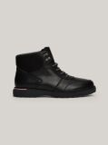 Black Warm Lined Leather Cleat Lace-Up Boots  Men