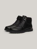 Black Warm Lined Leather Cleat Lace-Up Boots  Men
