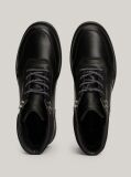Black Warm Lined Leather Cleat Lace-Up Boots  Men