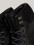 Black Warm Lined Leather Cleat Lace-Up Boots  Men