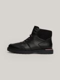 Black Warm Lined Leather Cleat Lace-Up Boots  Men