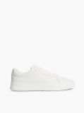 Beige Leather Textured Court Trainers  Men