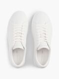 Beige Leather Textured Court Trainers  Men
