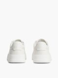 Beige Leather Textured Court Trainers  Men