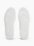 Beige Leather Textured Court Trainers  Men