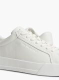 Beige Leather Textured Court Trainers  Men