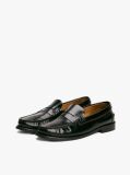 Black Debossed Leather Loafers  Men