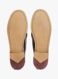 Black Debossed Leather Loafers  Men