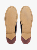 Black Debossed Leather Loafers  Men