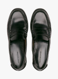 Black Debossed Leather Loafers  Men