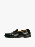 Black Debossed Leather Loafers  Men