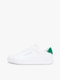 White Pebble Grain Court Trainers  Men