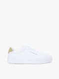 White Pebble Grain Court Trainers  Men
