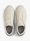 Beige Pebble Grain Court Trainers  Men