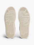 Beige Pebble Grain Court Trainers  Men