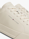 Beige Pebble Grain Court Trainers  Men