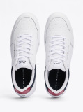 White Mixed Texture Basketball Trainers  Men