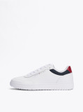 White Mixed Texture Basketball Trainers  Men