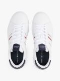 White Leather Debossed Logo Trainers  Men