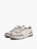 Grey Leather Mixed Texture Basketball Trainers  Men